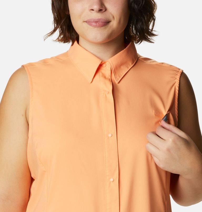 Women's Columbia PFG Tamiami Sleeveless Shirts Orange | Plus Size CA-U45C8